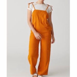 Urban Outfitters Harley Linen Backless Tie Overalls Jumpsuit Mustard Sun